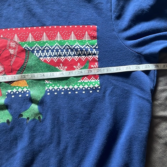 Holiday Ugly Sweater Blue Dinosaur Christmas Sweatshirt XL Crew neck Pullover - Picture 5 of 7
